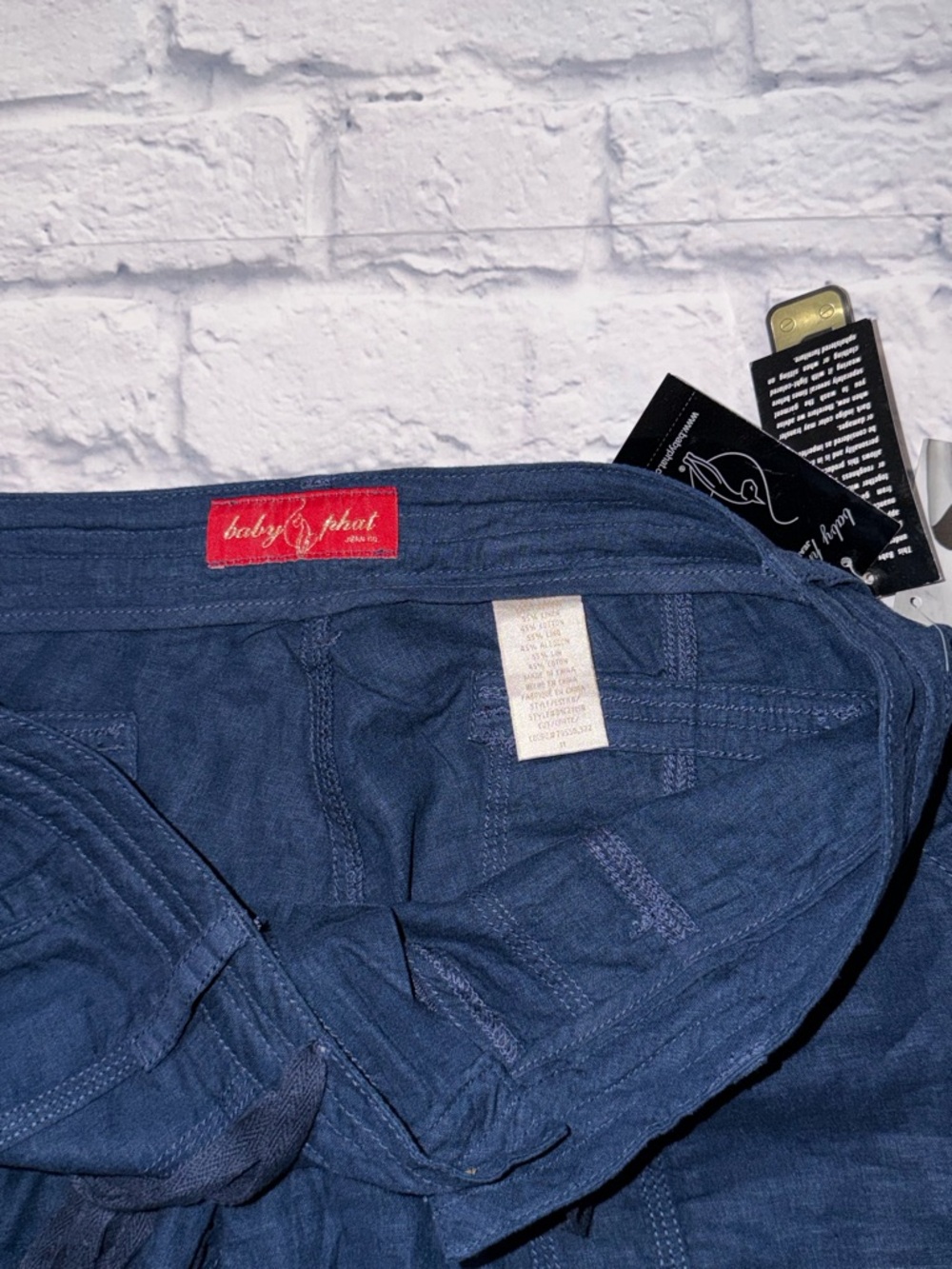 Baby Phat Women’s Navy Cargo Drawstring Pants - Picture 3 of 3